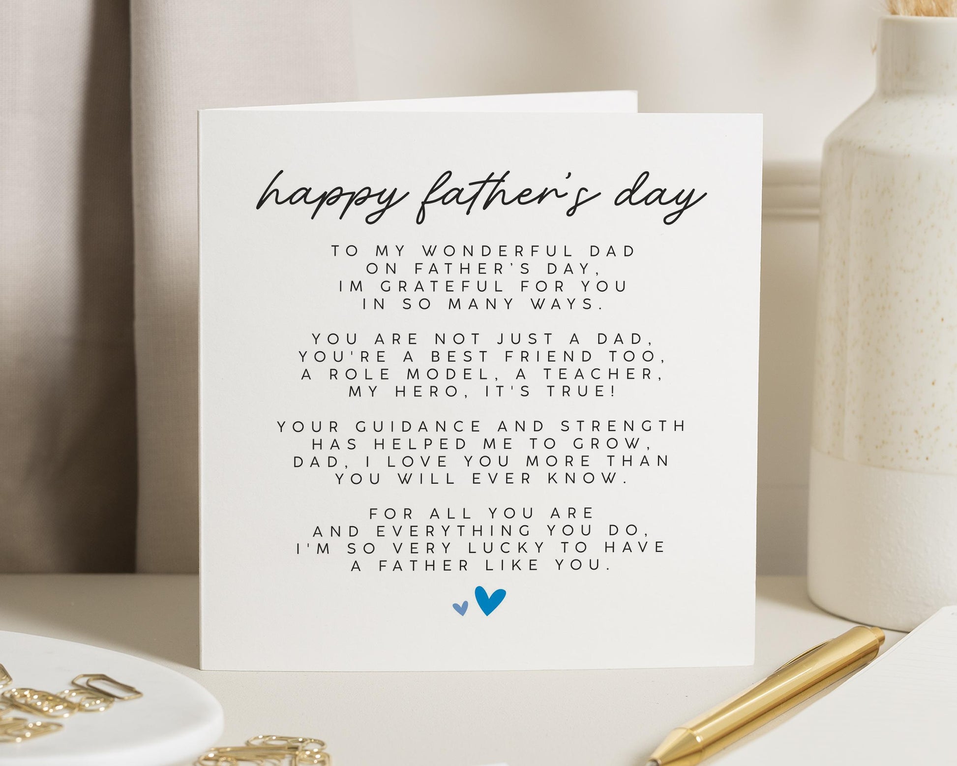 Fathers Day Card, Fathers Day Card for Dad, Fathers Day Card from Daughter, Fathers Day Card for Him, Simple Fathers Day Card
