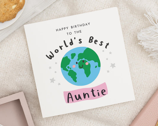Birthday Card for Auntie, Worlds Best Auntie Card, Cute Birthday Card for Her, Auntie Birthday Card, Personalised Card for Auntie