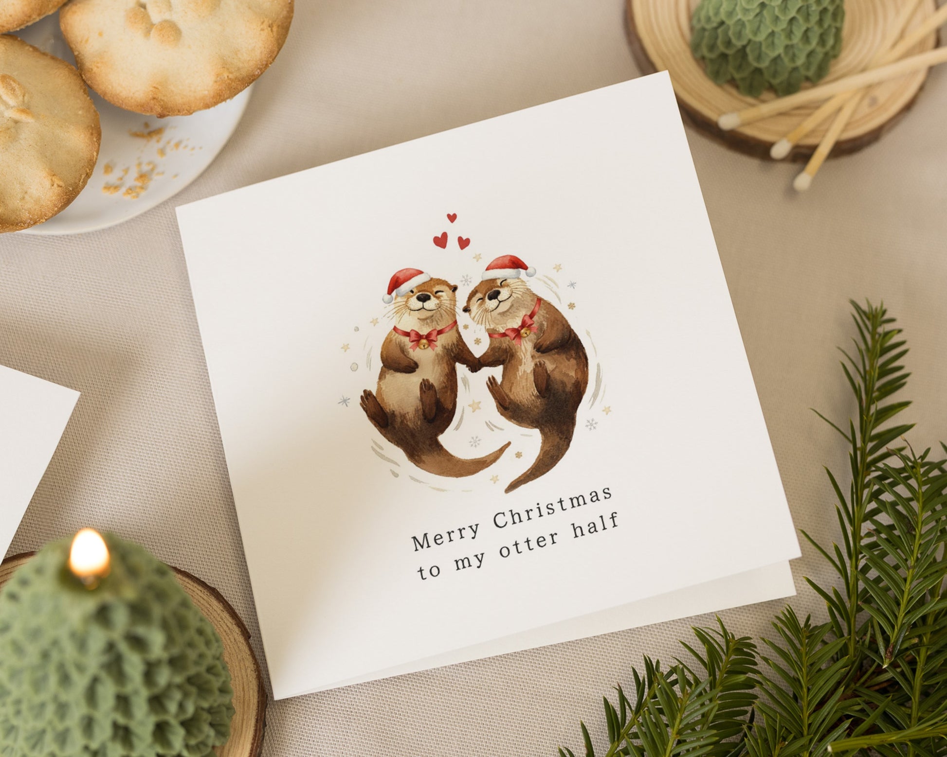 Christmas Card for Partner, Cute Otter Christmas Card, Merry Christmas Card for Him or Her, Romantic Christmas Card, Otter Card