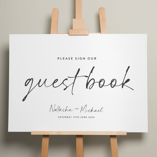 Simple Wedding Guest Book Sign, Guest Book Sign For Wedding, Simple Wedding Guest Sign, Wedding Sign Our Guest Book Sign 'Natasha'