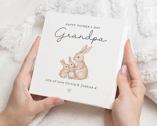 Fathers Day Card for Grandpa, Grandpa Fathers Day Card, Personalised Bunny Card, Cute Fathers Day Card from Grandchildren