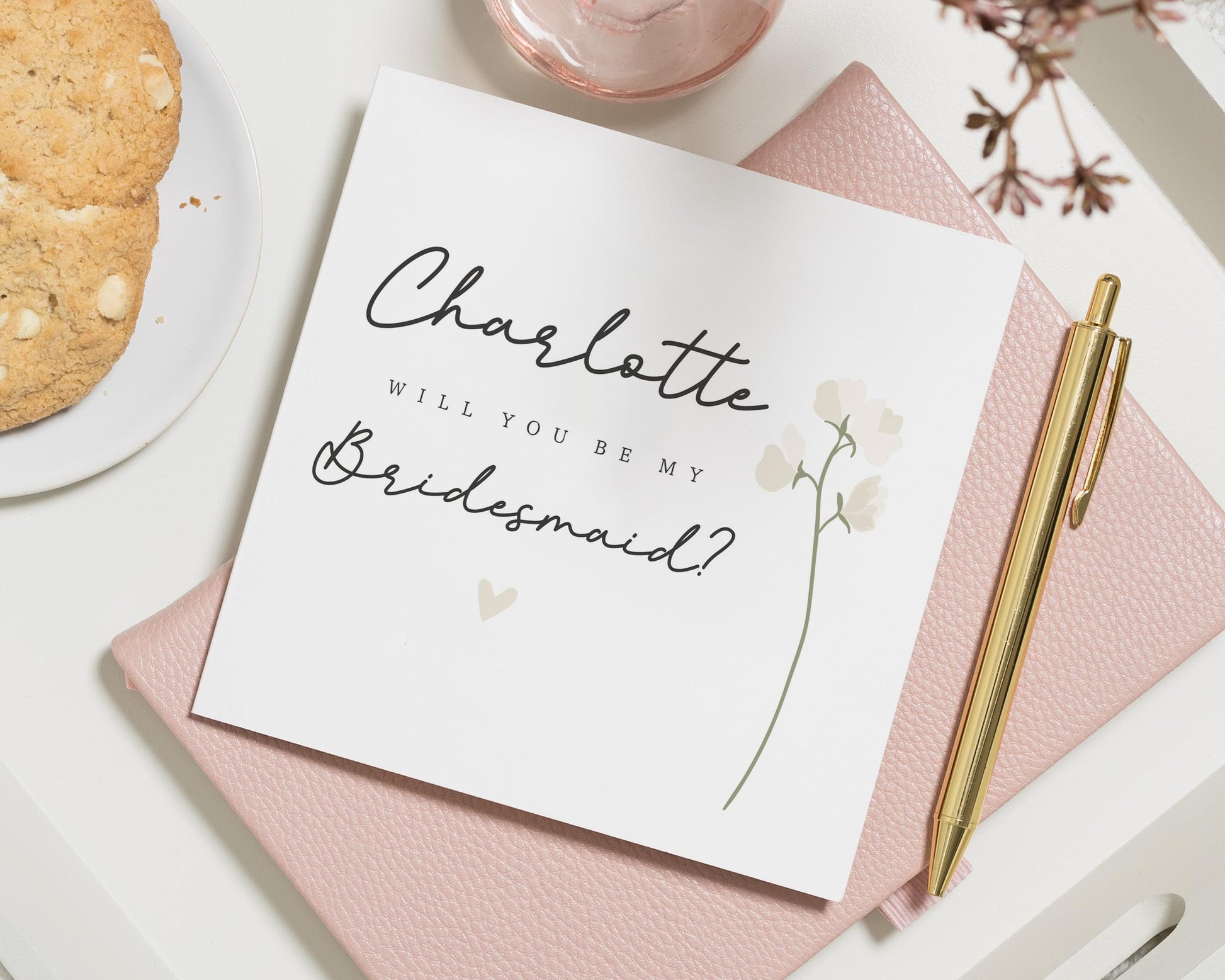 Will You Be My Bridesmaid Card, Bridesmaid Proposal Card, Personalised Bridesmaid Card, Wedding Party Card, Floral Bridesmaid Card