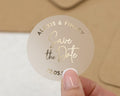 Save The Date Sticker, Personalised Wedding Sticker, Gold Foil Save The Date, Custom Wedding Sticker, Transparent Save The Date Label