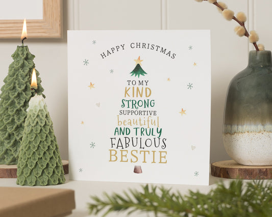 Christmas Card for Best Friend, Bestie Christmas Card, Christmas Card for Her, Happy Christmas Card, Cute Christmas Card for Friend