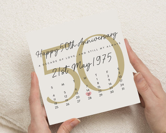 50th Anniversary Card, Golden Wedding Anniversary Card, Personalised Anniversary Card, Anniversary Card for Couple, Custom Date Card