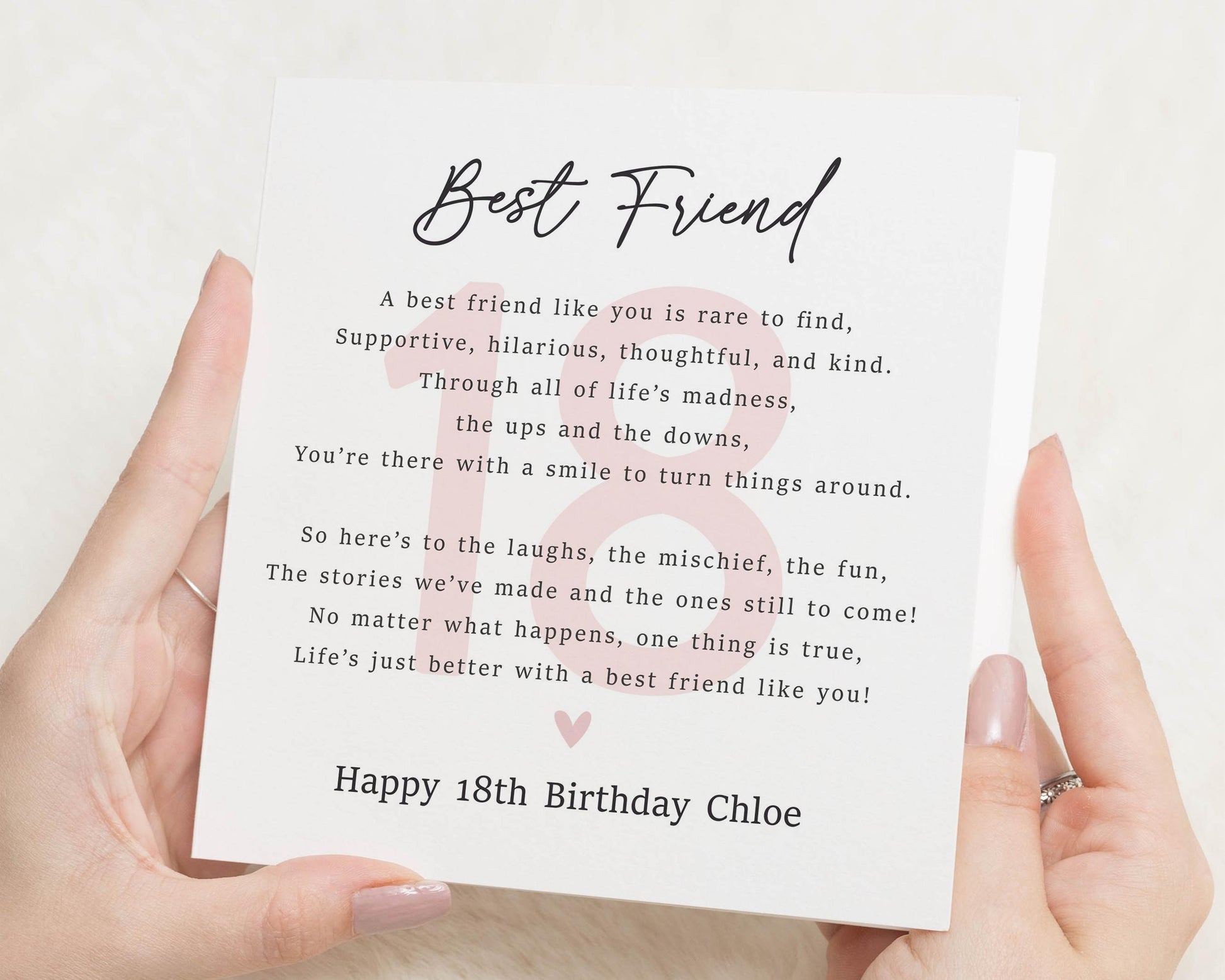 Best Friend Birthday Card, 18th Birthday Card for Best Friend, Personalised Birthday Card for Her, Poem Birthday Card