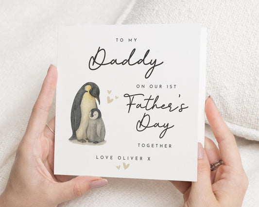 Fathers Day Card from Baby, 1st Fathers Day Card, Daddy Fathers Day Card, Penguin Card, Personalised Fathers Day Card, Cute Animal Card