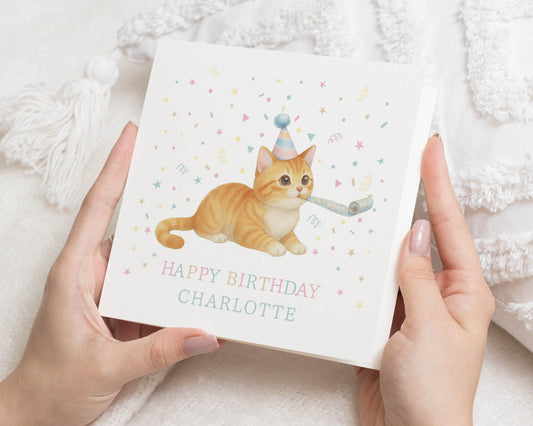 Cat Birthday Card, Personalised Birthday Card for Girl, Cute Kitten Birthday Card, Birthday Card for Daughter, Birthday Card for Her