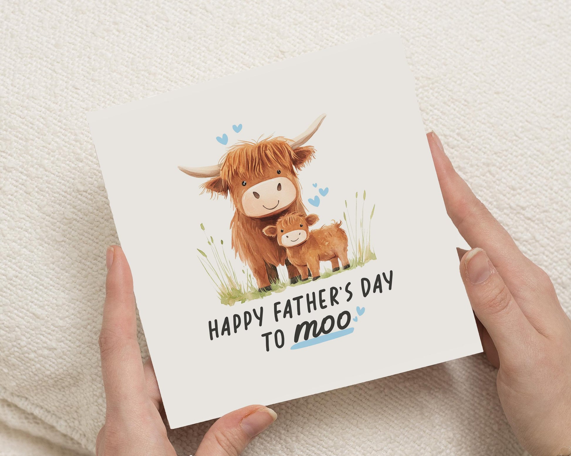 Fathers Day Card, Fathers Day Card from Kids, Highland Cow Card, Cute Fathers Day Card, Fathers Day Card for Dad, Funny Fathers Day Card