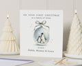 First Christmas Card Family of Three, Personalised Penguin Christmas Card, First Christmas Card for Parents, Family Christmas Card