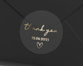 Thank You Sticker, Wedding Thank You Label, Gold Foil Thank You Sticker, Personalised Thank You Sticker, Custom Date Sticker