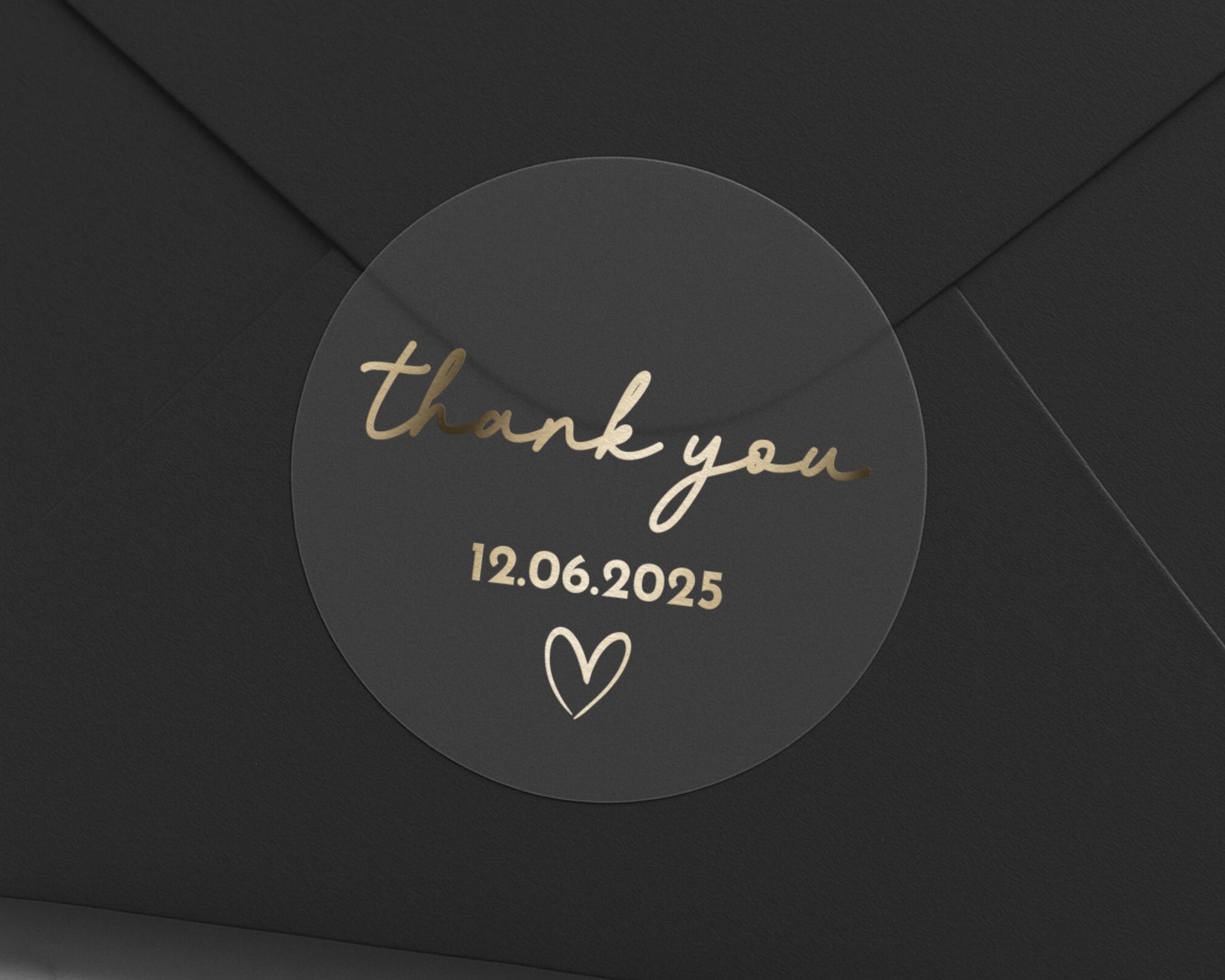 Thank You Sticker, Wedding Thank You Label, Gold Foil Thank You Sticker, Personalised Thank You Sticker, Custom Date Sticker