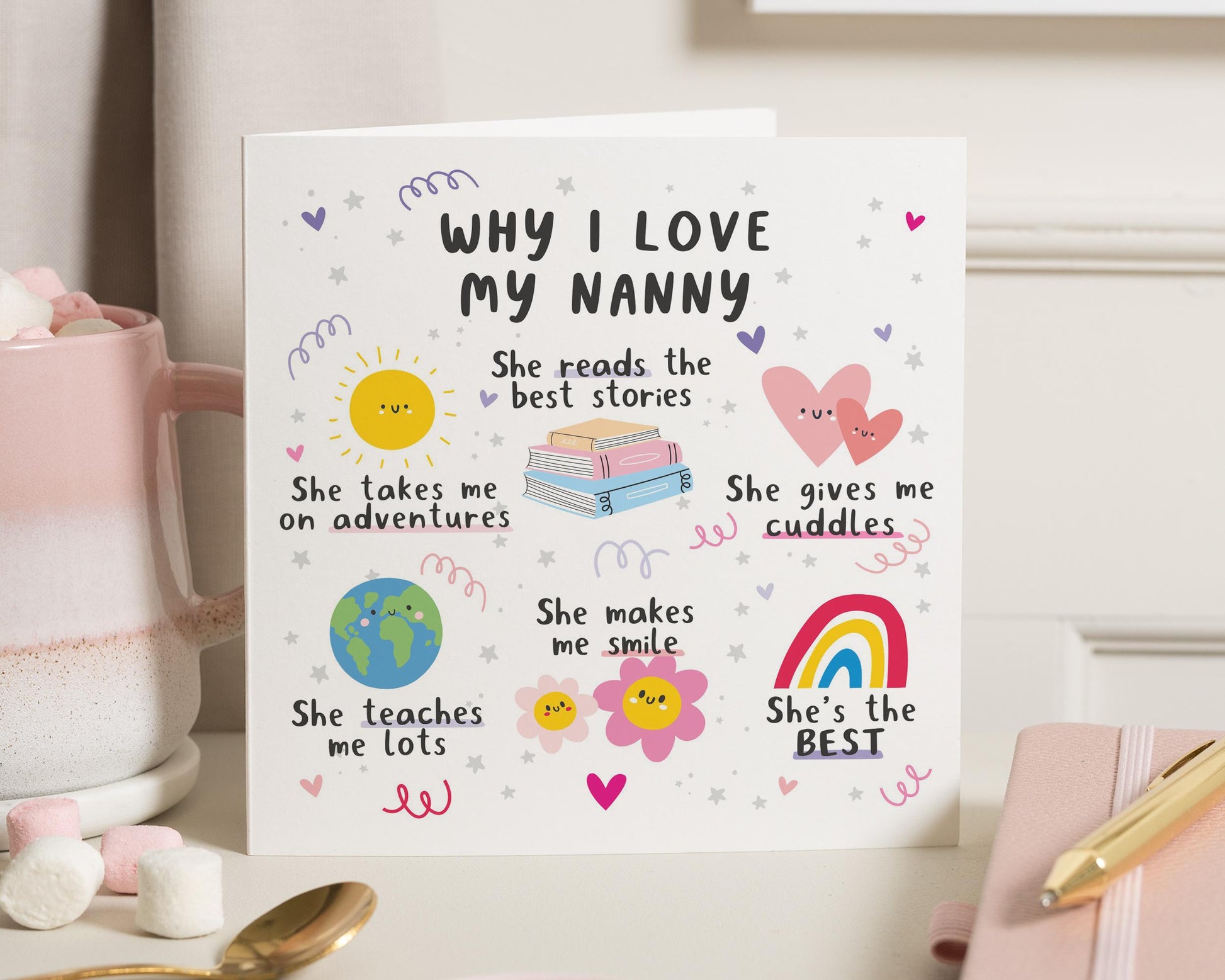 Why I Love My Nanny Card, Birthday Card for Nanny, Nanny Birthday Card, Cute Card for Grandma, Personalised Card for Her