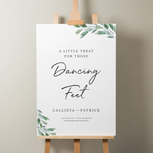 Botanical Greenery Wedding Sign For Flip Flops, Dancing Feet Wedding Sign, Take A Pair Wedding Sign, Wedding Signage, Foliage 'Callista'