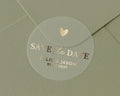 Save The Date Sticker, Gold Foil Wedding Sticker, Personalised Save The Date, Custom Wedding Envelope Seal, Heart Sticker