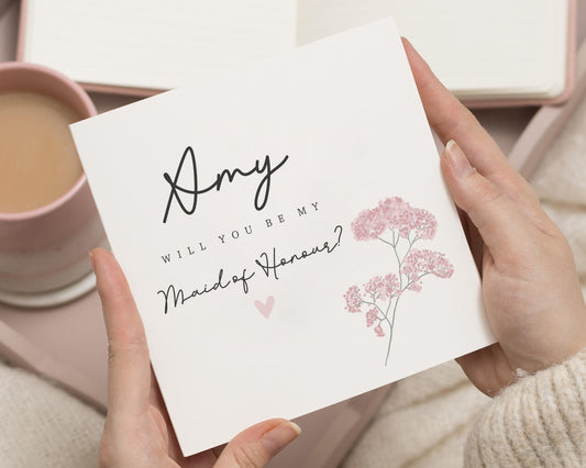 Will You Be My Maid Of Honour Card, Personalised Bridesmaid Proposal Card, Maid Of Honour Proposal, Wedding Card, Floral Card
