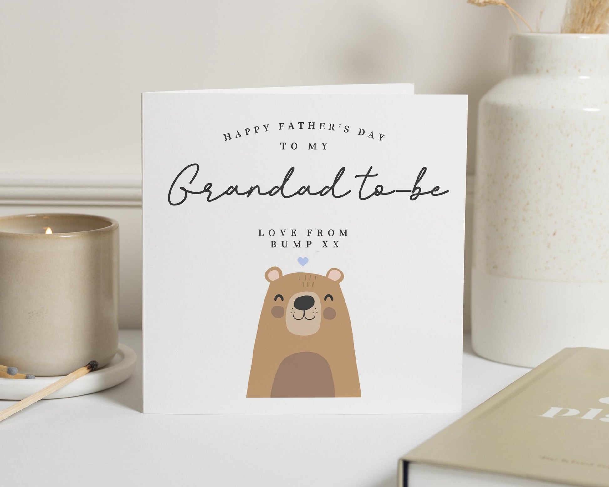 Fathers Day Card for Grandad to Be, Grandad to Be Card, Fathers Day from Bump, Cute Bear Card, Fathers Day Card for Grandad