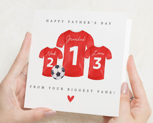 Fathers Day Card for Grandad, Personalised Football Card, Fathers Day Card from Grandchildren, Custom Grandad Card
