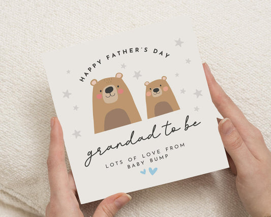 Fathers Day Card for Grandad to Be, Grandad to Be Fathers Day Card, Cute Bear Card, From Baby Bump, Personalised Fathers Day Card