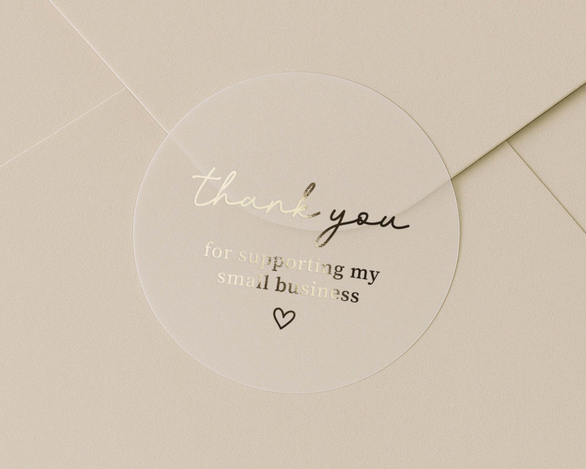 Thank You Sticker, Small Business Thank You Sticker, Gold Foil Thank You Label, Business Packaging Sticker, Thank You For Supporting