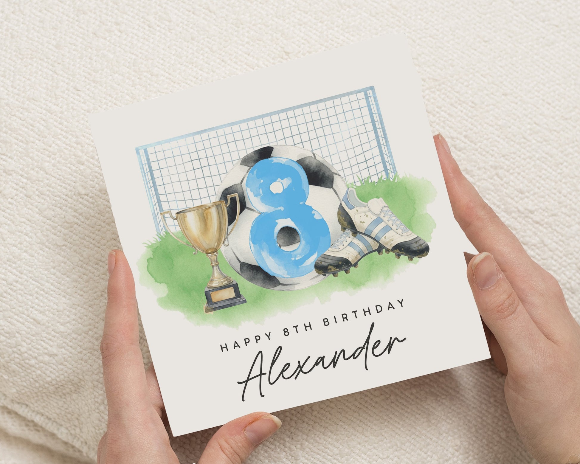 8th Birthday Card for Boy, Personalised Football Birthday Card, Birthday Card for Son, Football Card for Kids, 8th Birthday Card