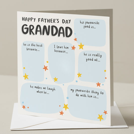 Special Grandad Card, All About Grandad, Fathers Day Gift For Grandad, Fathers Day Card From Grandchildren, Fathers Day Special Grandad