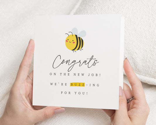 New Job Card, Congratulations Card, New Job Card for Friend, Bee Pun Card, Cute New Job Card, Good Luck Card, Funny New Job Card