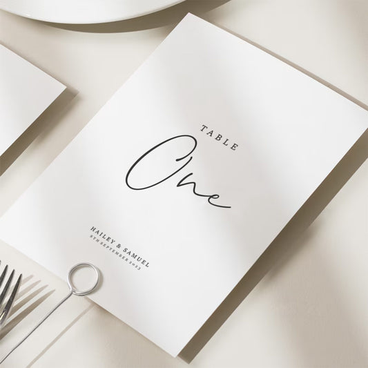 Wedding Table Numbers, Simple Wedding Table Cards, Table Name Cards, Double Sided Table Number Cards, Table Number Cards  'Hailey'