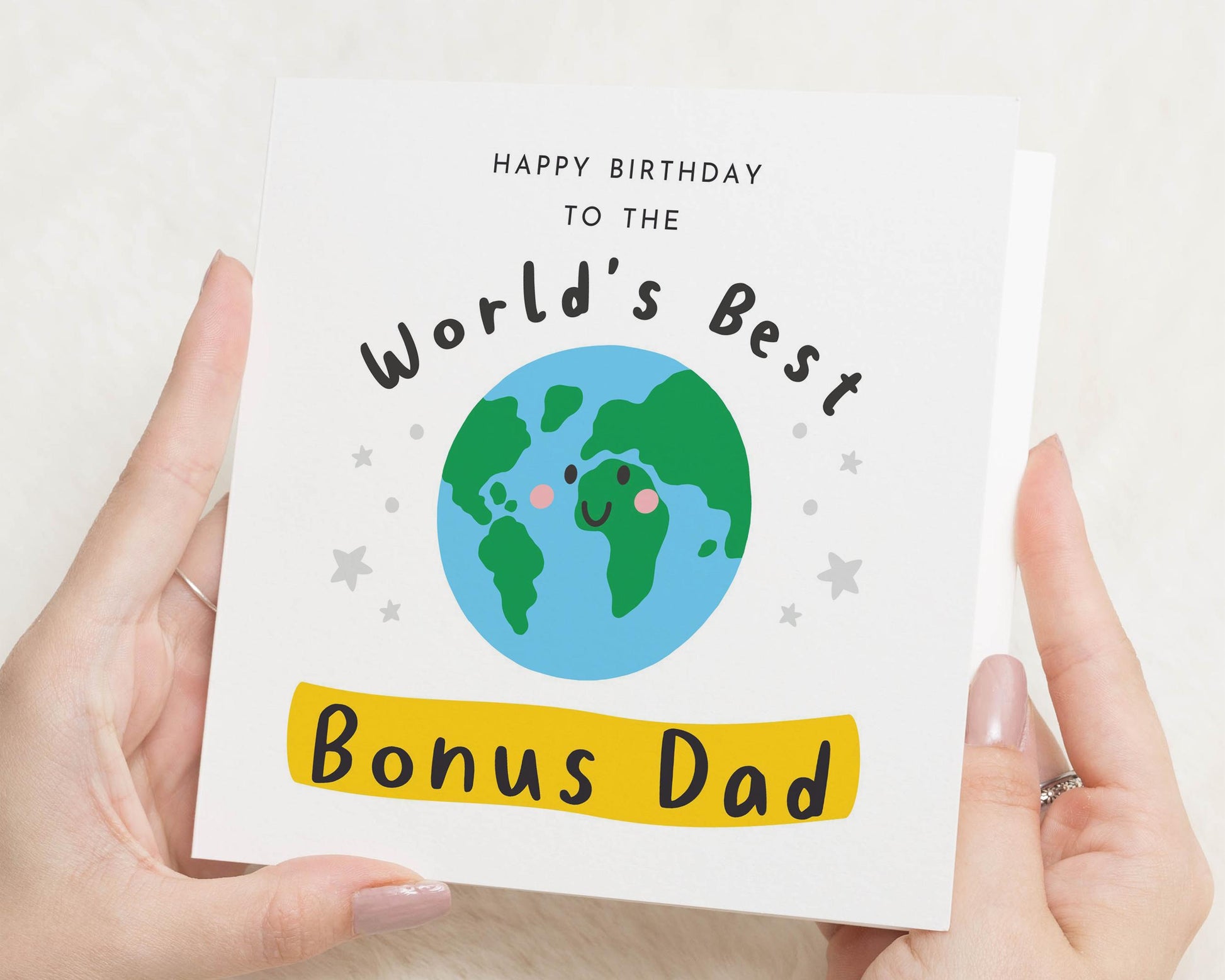 Birthday Card for Bonus Dad, World's Best Bonus Dad Card, Birthday Card for Him, Stepdad Birthday Card, Cute Birthday Card