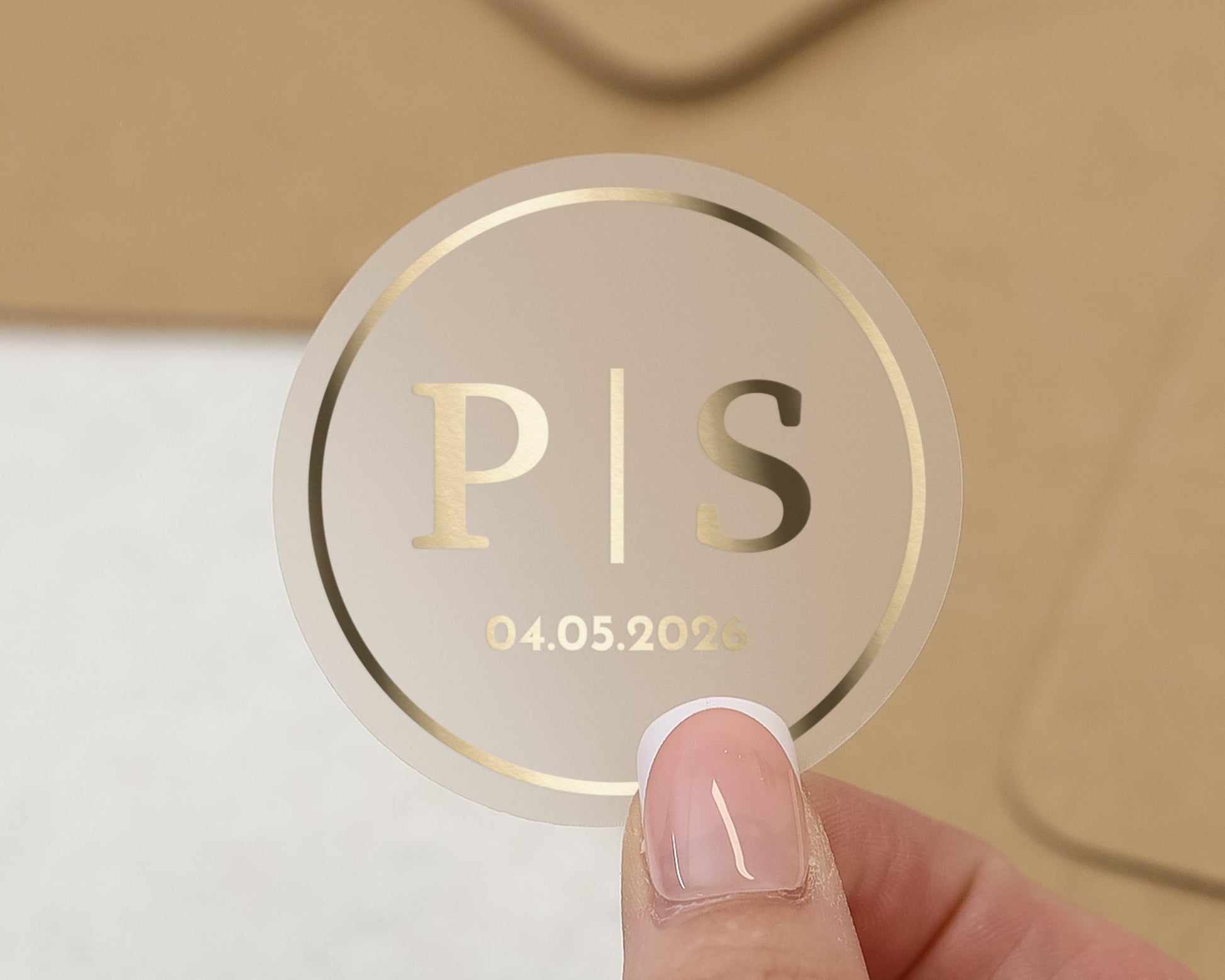 Personalised Wedding Sticker, Gold Foil Initials Sticker, Custom Date Sticker, Wedding Envelope Seal, Monogram Wedding Label