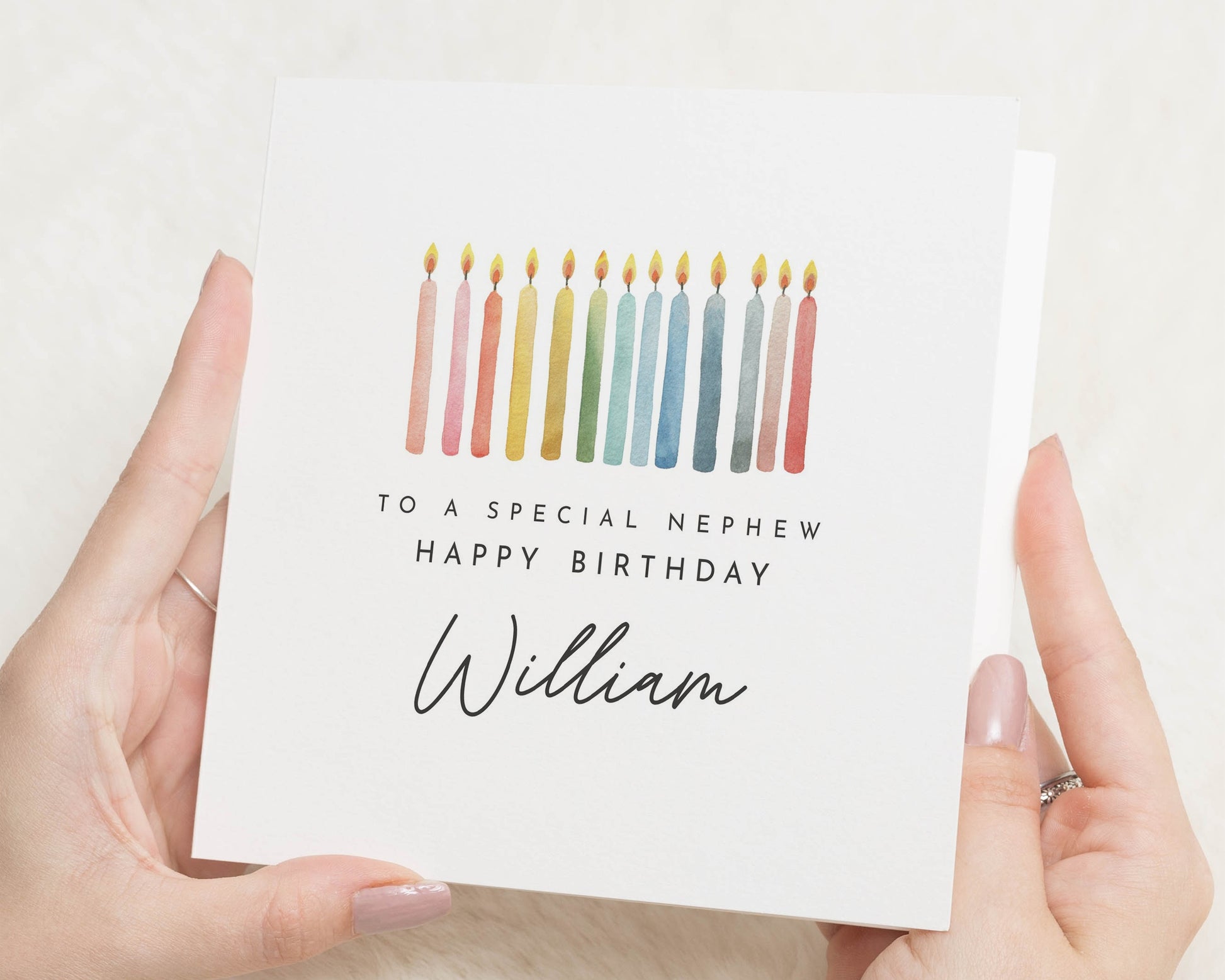 Birthday Card for Nephew, Special Nephew Birthday Card, Personalised Birthday Card for Boy, Candle Birthday Card, Custom Name Card