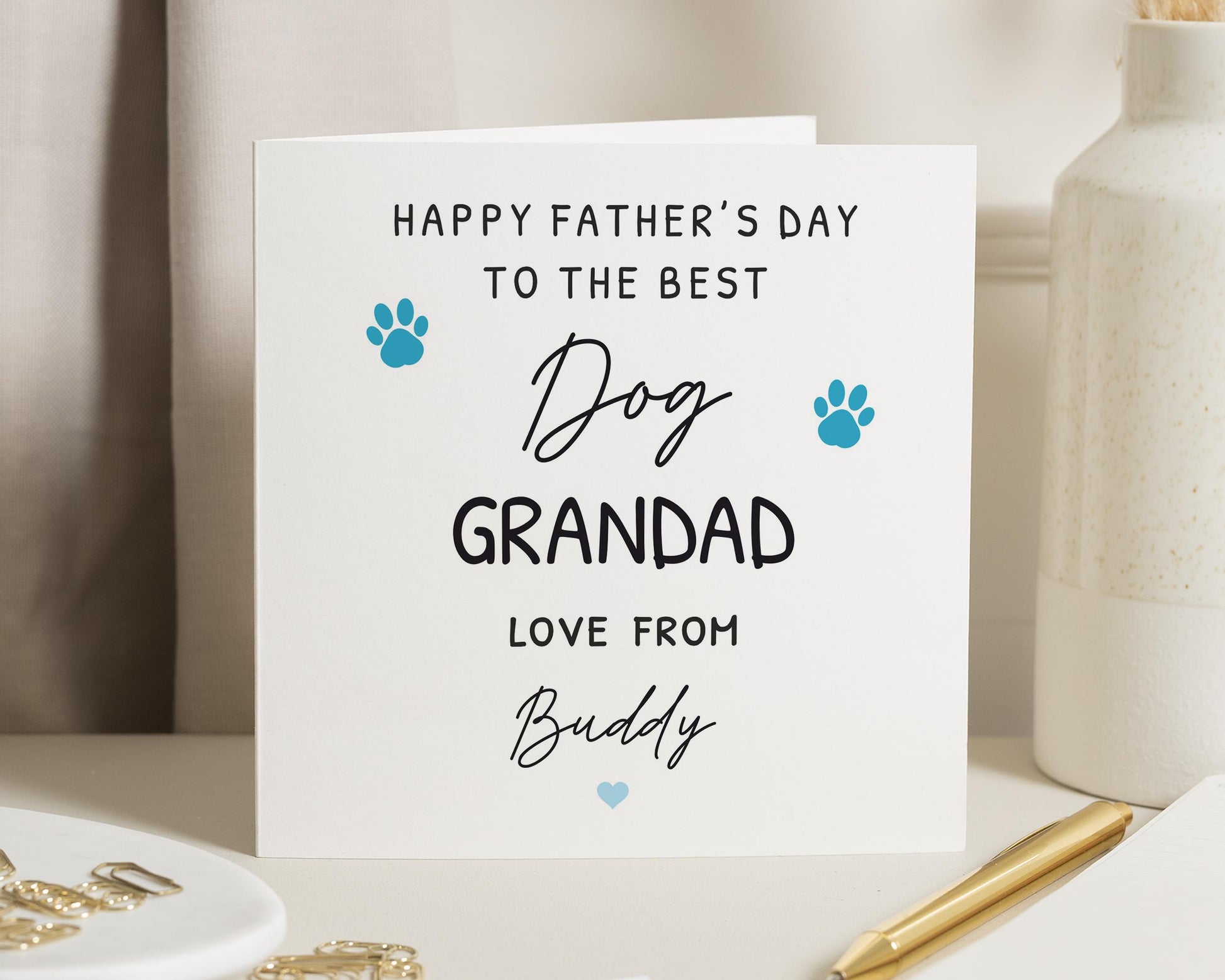 Fathers Day Card for Dog Grandad, Happy Fathers Day Card from the Dog, Personalised Dog Grandad Card, Fathers Day Card for Him