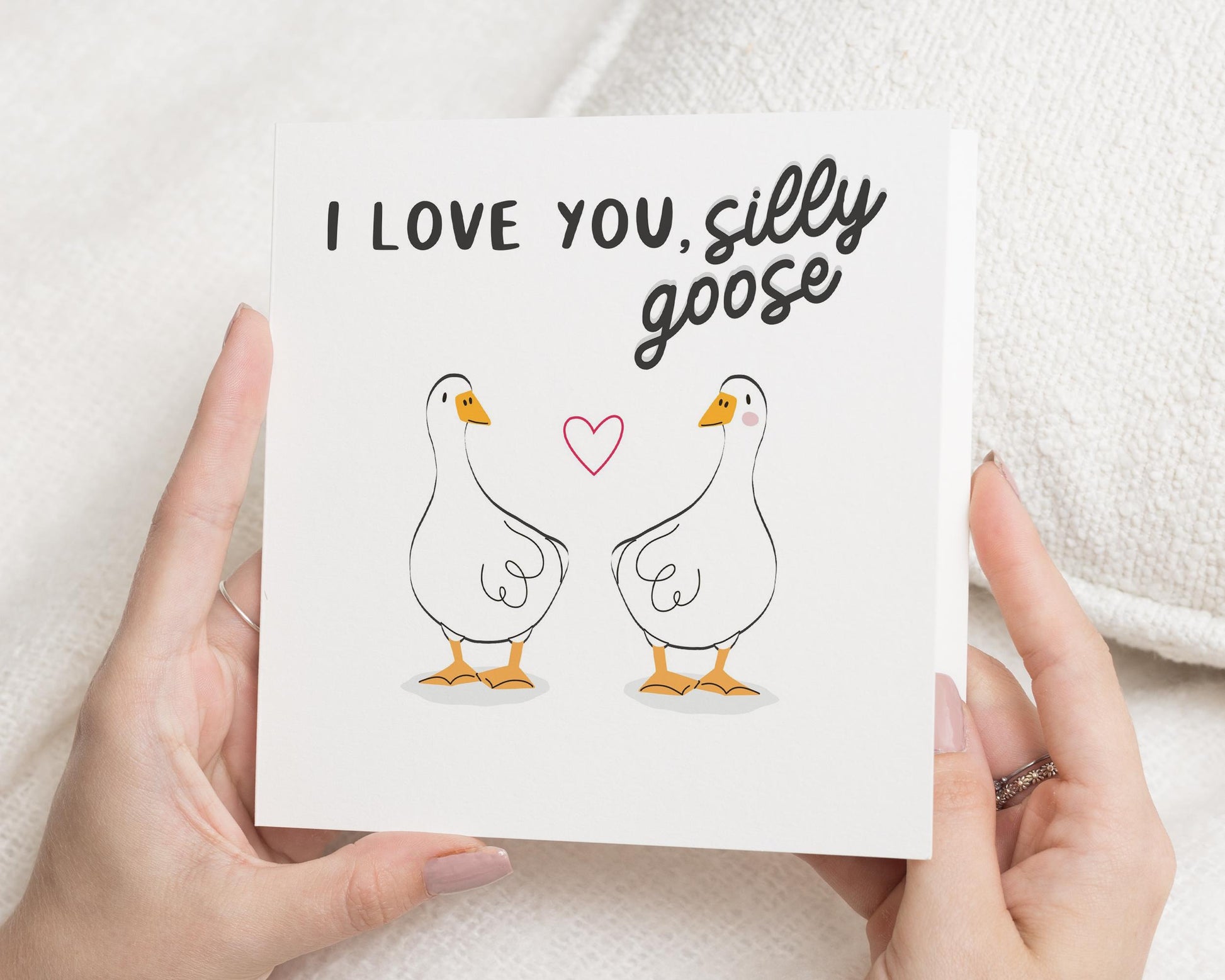 Funny Anniversary Card, I Love You Card for Boyfriend, Girlfriend, Husband, Wife, Silly Goose Card, Cute Romantic Card for Partner