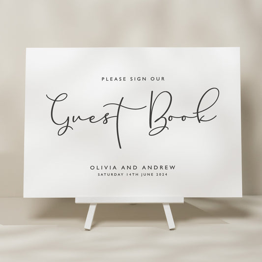 Simple Sign Our Guest Book Wedding Sign, Guest Book Sign For Wedding, Minimalistic Wedding Sign, Wedding Signage 'Olivia'