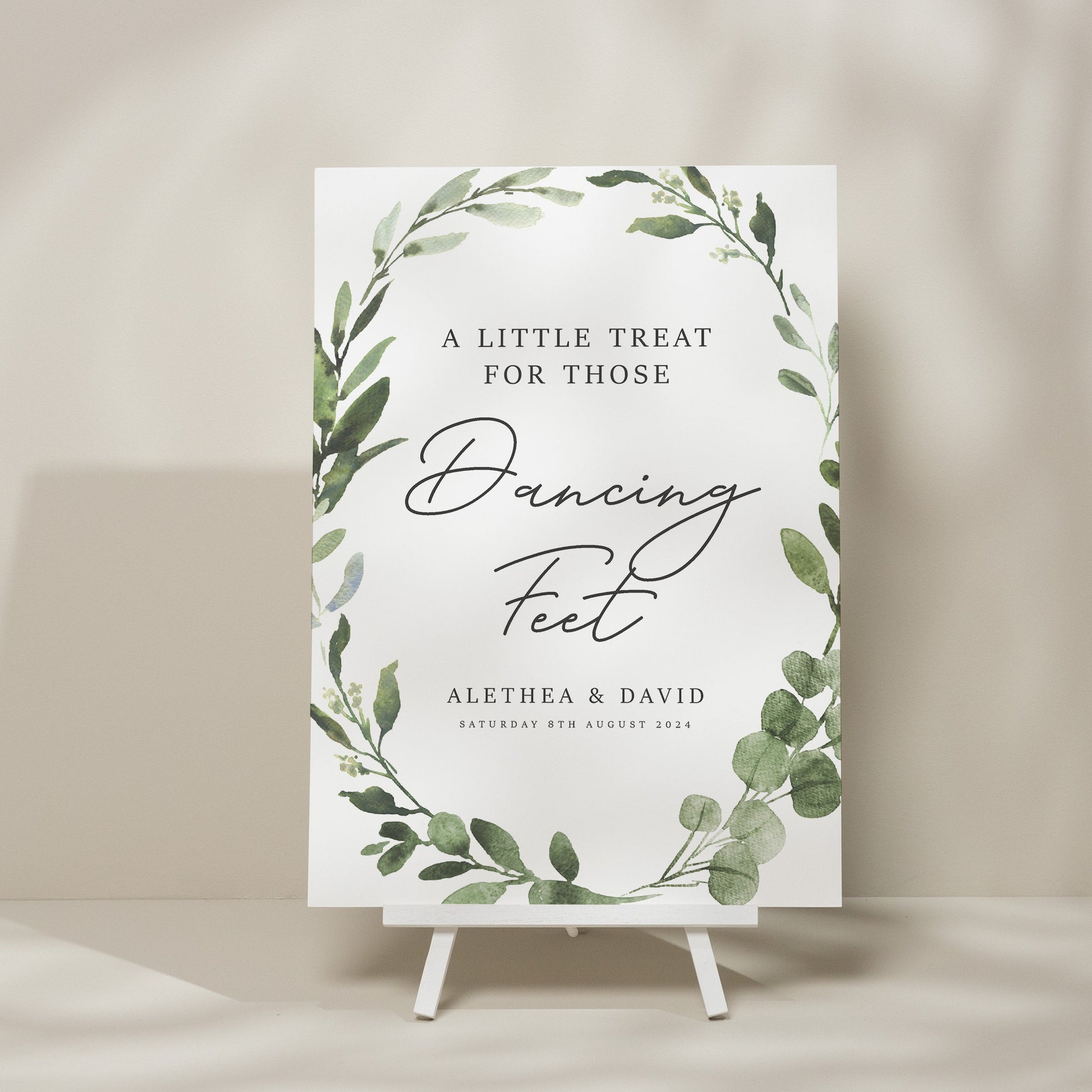 Botanical Wedding Take A Pair Sign, Eucalyptus Sign, Dancing Feet Wedding Sign, Flip Flop Wedding Sign, Simple Design 'Alethea'