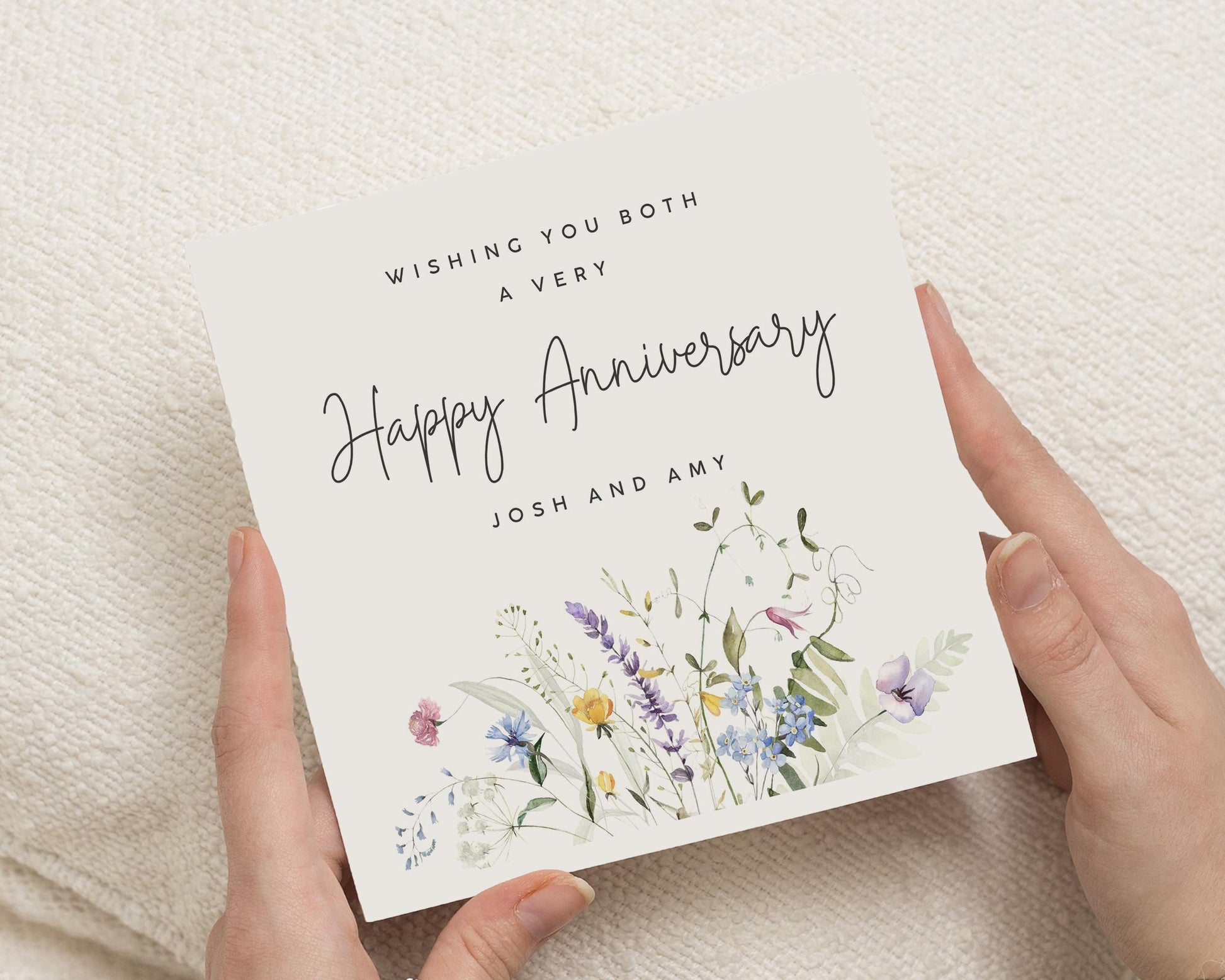 Anniversary Card, Personalised Anniversary Card, Floral Anniversary Card, Anniversary Card for Couple, Happy Anniversary Card