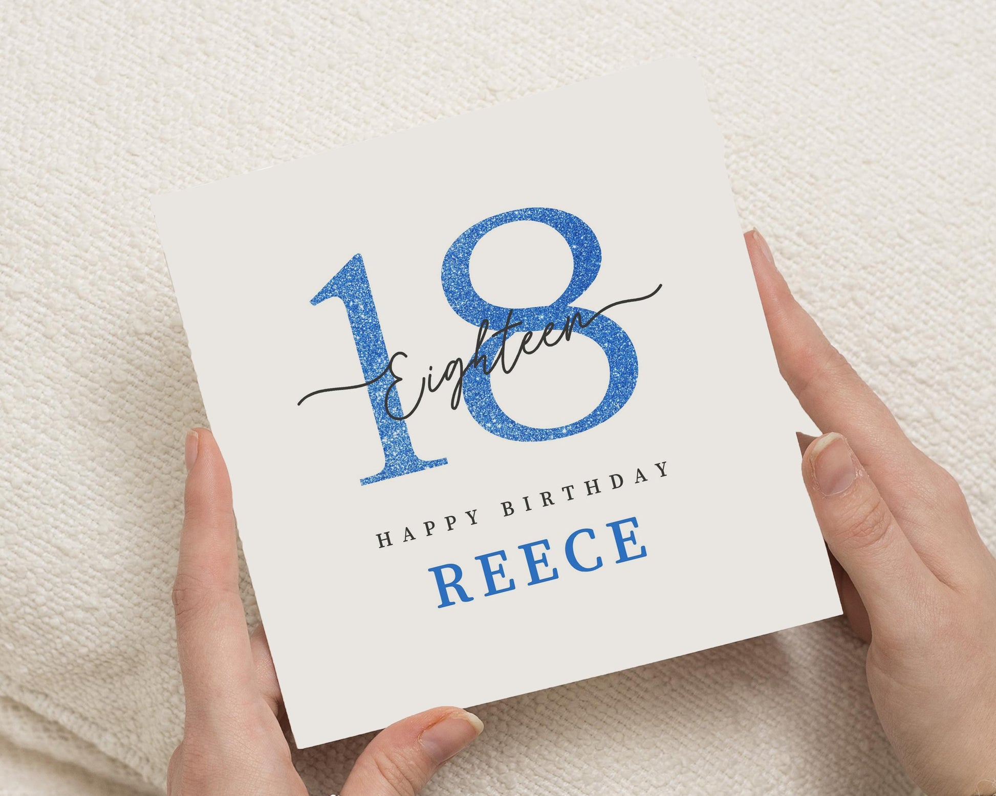 18th Birthday Card, Personalised Birthday Card for Him, 18th Birthday Card for Son, Custom Name Birthday Card, Blue Birthday Card