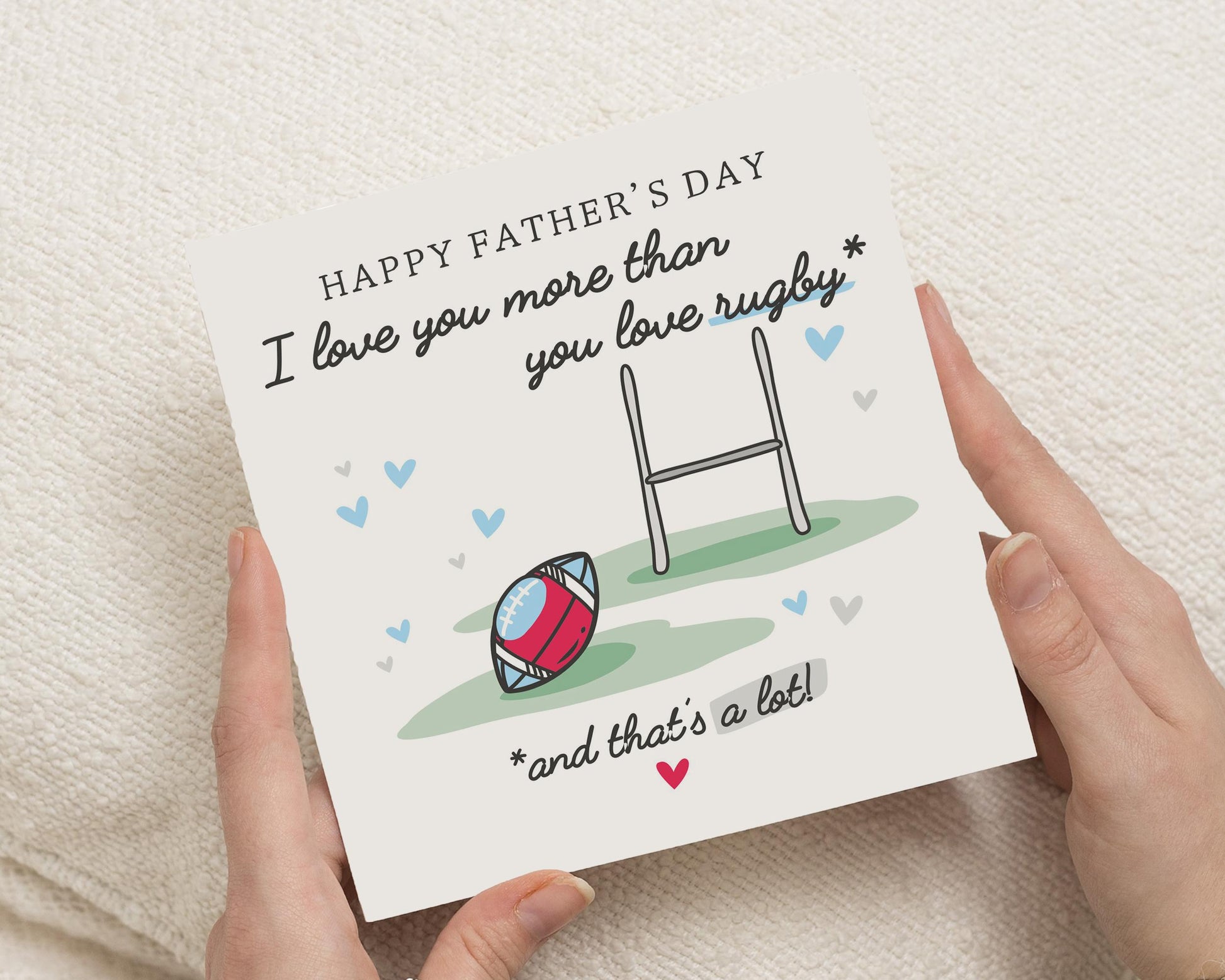 Fathers Day Card, Rugby Fathers Day Card, Fathers Day Card from Son, Fathers Day Card from Daughter, I Love You More Than Rugby Card