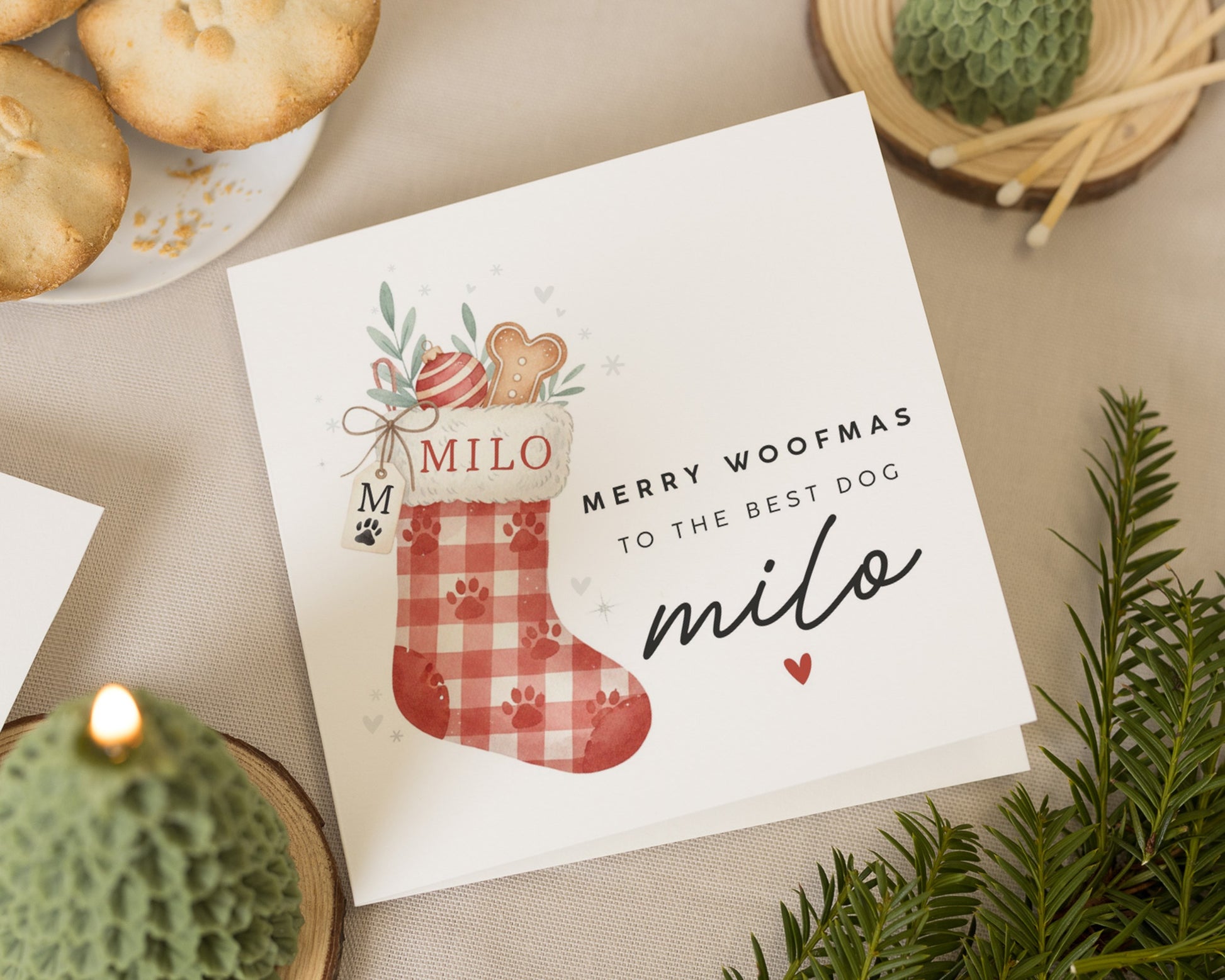 Dog Christmas Card, Merry Woofmas Card, Personalised Dog Card, Christmas Card for Dog, Pet Christmas Card, Custom Dog Name Card