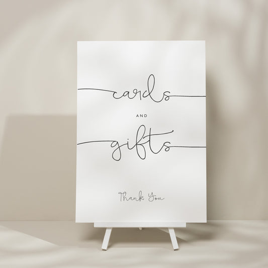 Script Calligraphy Wedding Cards And Gifts Sign, Cards Wedding Signage, Gift Sign For Wedding, Simple Wedding Signage 'Naomi'