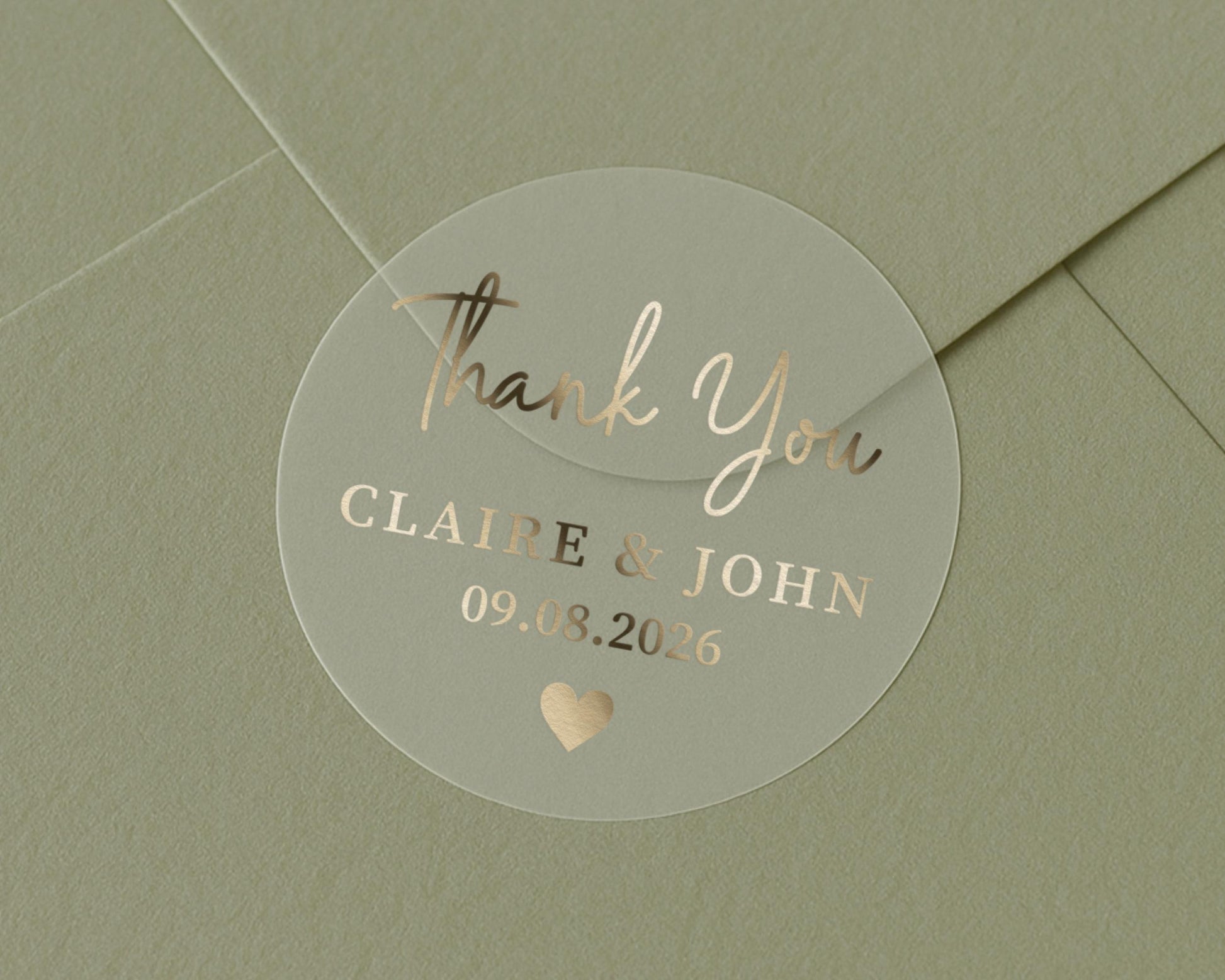 Thank You Sticker, Personalised Wedding Thank You Sticker, Gold Foil Sticker, Custom Envelope Seal, Wedding Favour Sticker