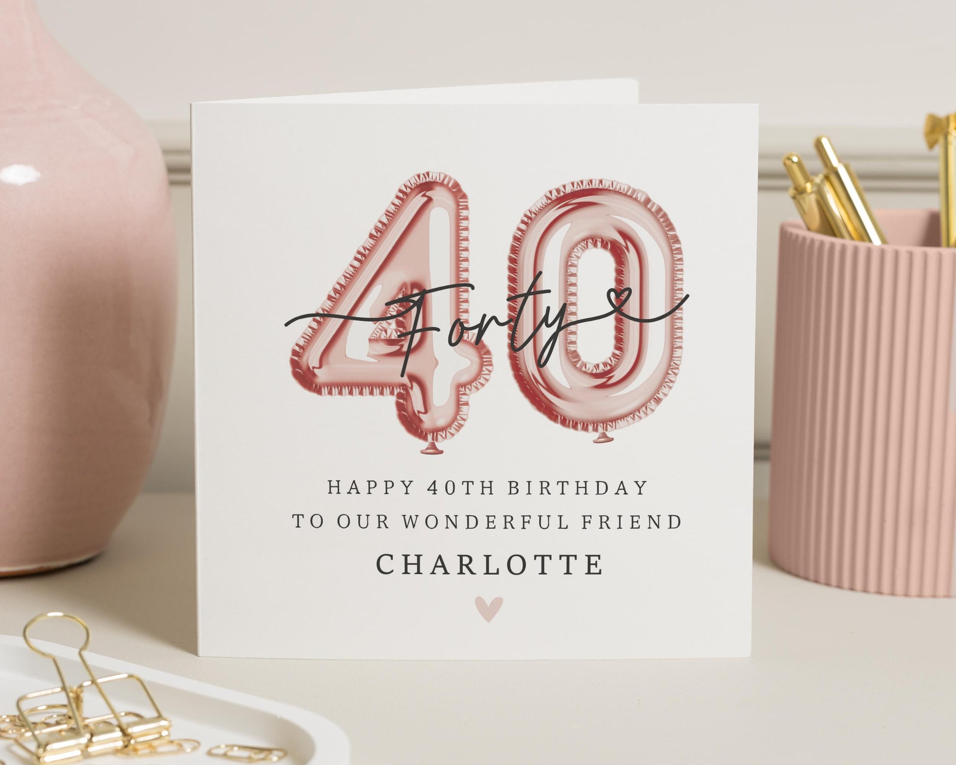 40th Birthday Card for Friend, Personalised Birthday Card for Her, 40th Birthday Card for Women, Balloon Birthday Card
