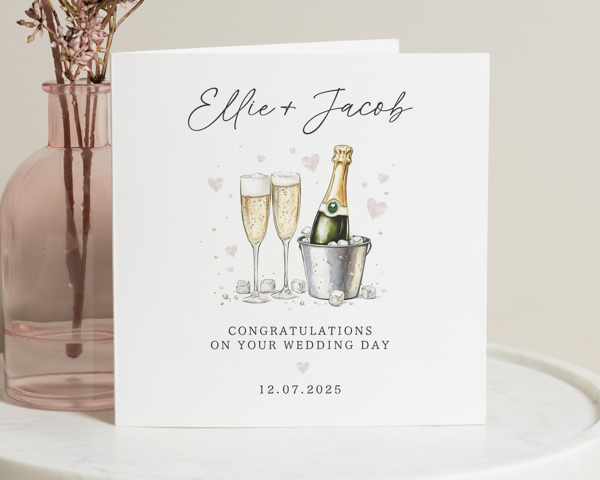 Wedding Card, Personalised Wedding Card, Congratulations Card, Champagne Wedding Card, Wedding Card for Couple, Custom Wedding Card