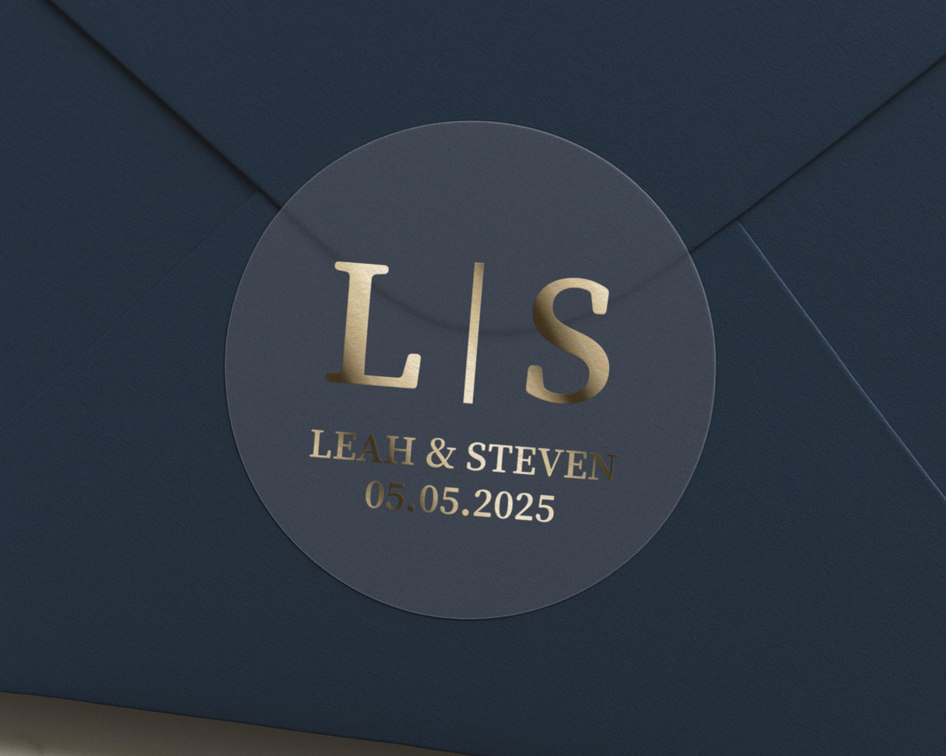 Personalised Wedding Sticker, Gold Foil Initials Sticker, Custom Wedding Envelope Seal, Monogram Wedding Label, Wedding Date Sticker