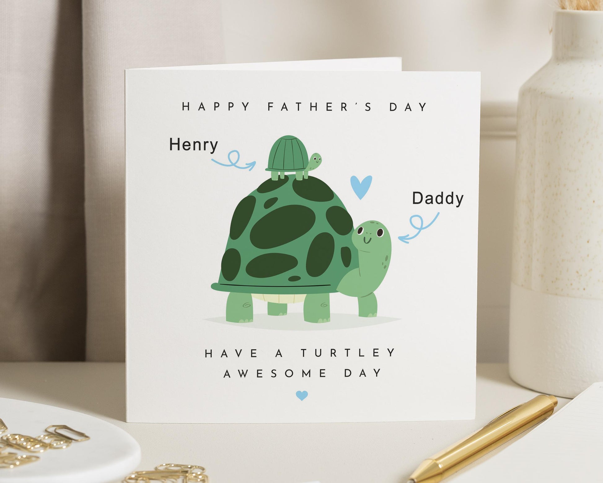 Fathers Day Card from Kid, Cute Turtle Fathers Day Card, Personalised Fathers Day Card for Daddy, Fathers Day Card for Dad, Pun Dad Card
