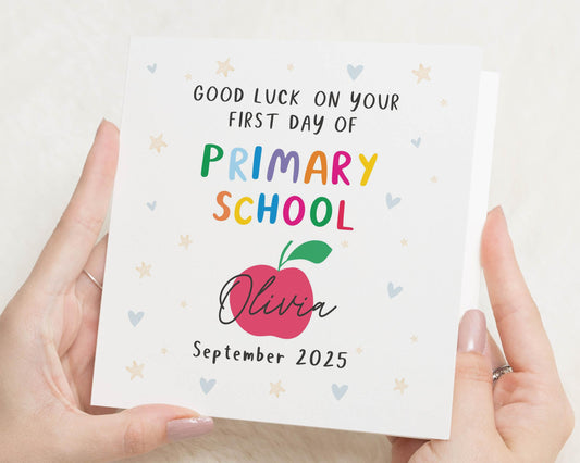 Good Luck Card for First Day of School, Personalised Primary School Card, Good Luck Card for Girl, Custom Name Card, Back to School Card