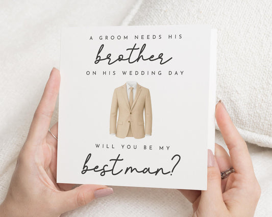 Best Man Proposal Card, Brother Best Man Card, Wedding Card for Brother, Will You Be My Best Man, Brother Wedding Card, Groom Proposal