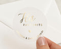 Her Favourite Wedding Sticker, Personalised Gold Foil Sticker, Custom Envelope Seal, Wedding Favour Label, Bride Sticker