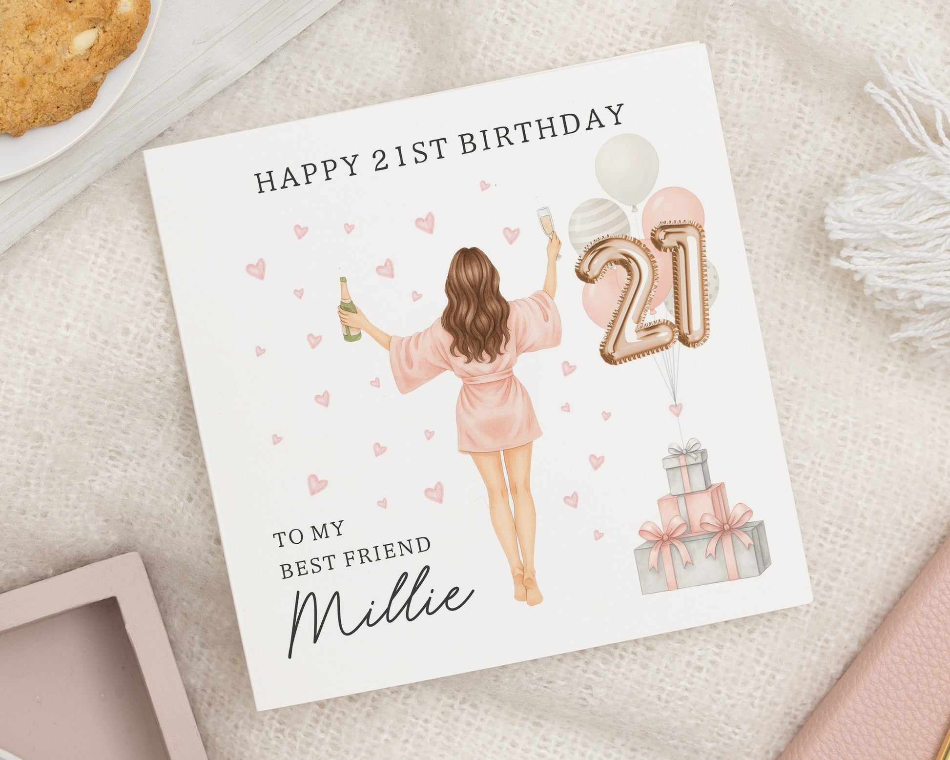 21st Birthday Card for Best Friend, Personalised Birthday Card for Her, 21st Birthday Card for Daughter, Cute Birthday Card for Women