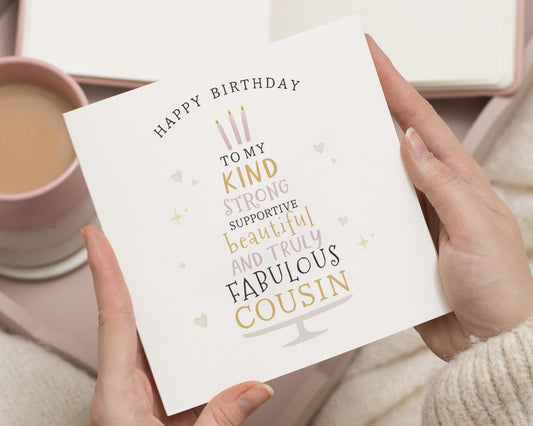 Birthday Card for Cousin, Cousin Birthday Card, Birthday Card for Her, Fabulous Cousin Card, Personalised Birthday Card, Cake Birthday Card